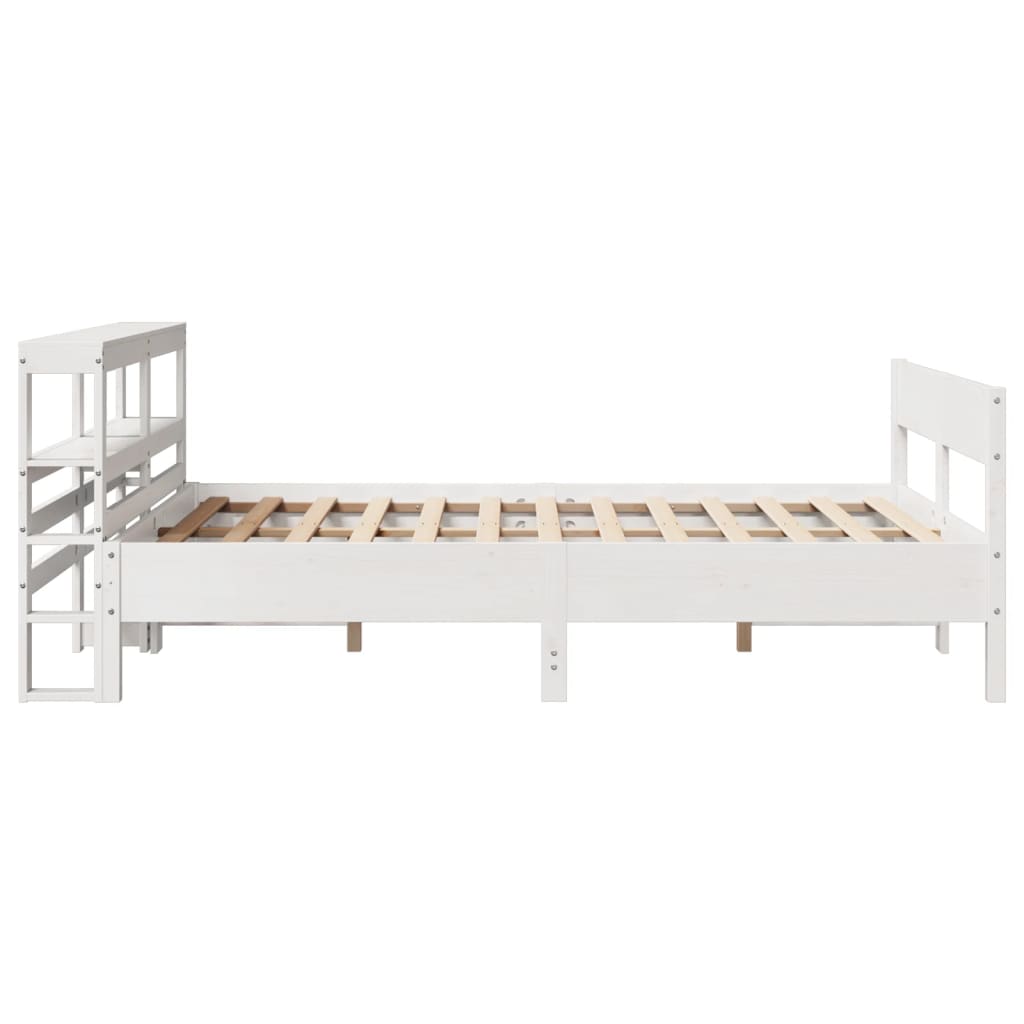 Bedframe zonder matras massief grenenhout wit 135x190 cm – afbeelding 5