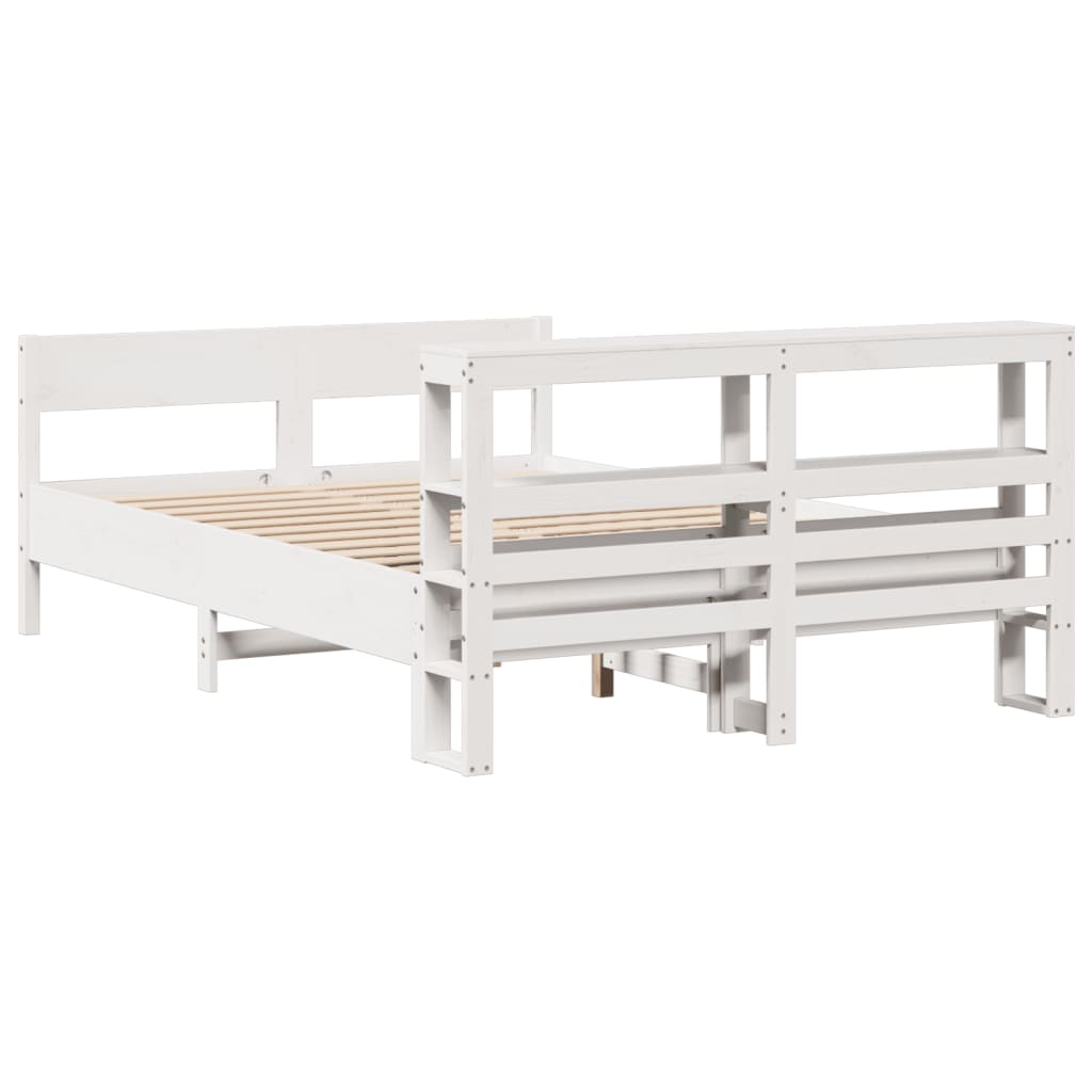 Bedframe zonder matras massief grenenhout wit 135x190 cm – afbeelding 6