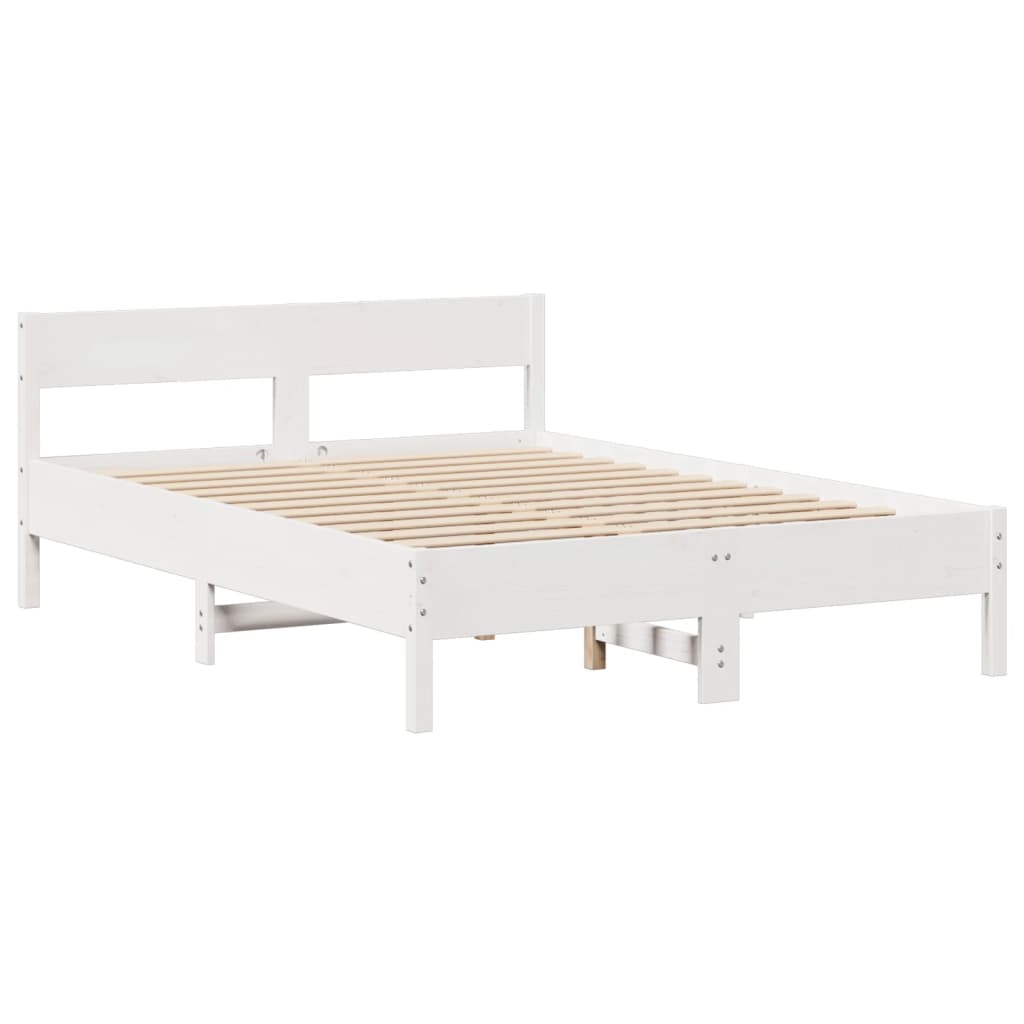Bedframe zonder matras massief grenenhout wit 135x190 cm – afbeelding 7