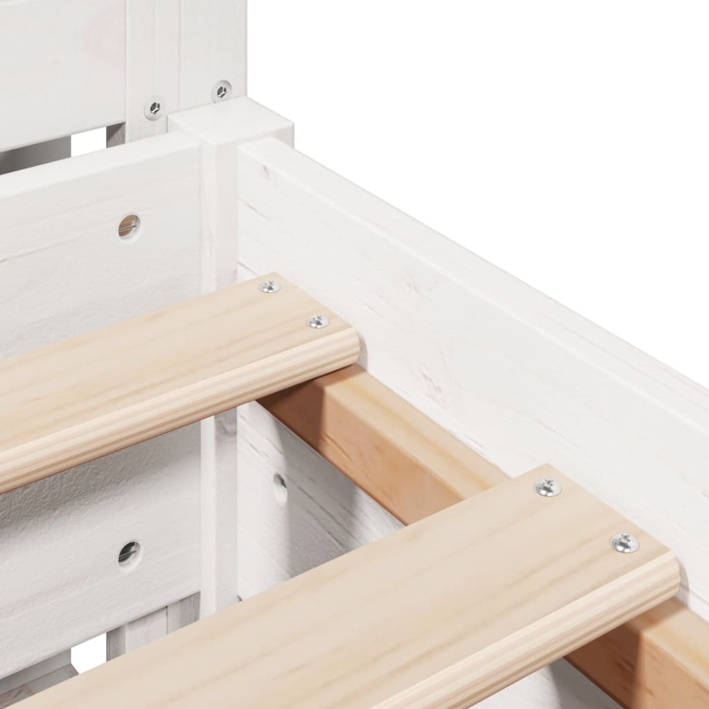 Bedframe zonder matras massief grenenhout wit 135x190 cm – afbeelding 9