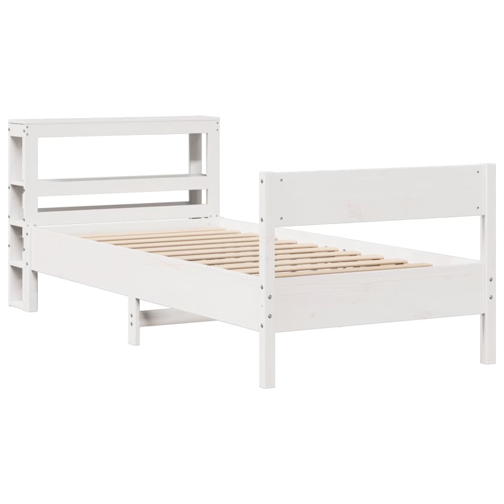 Bedframe zonder matras massief grenenhout wit 90x190 cm – afbeelding 3