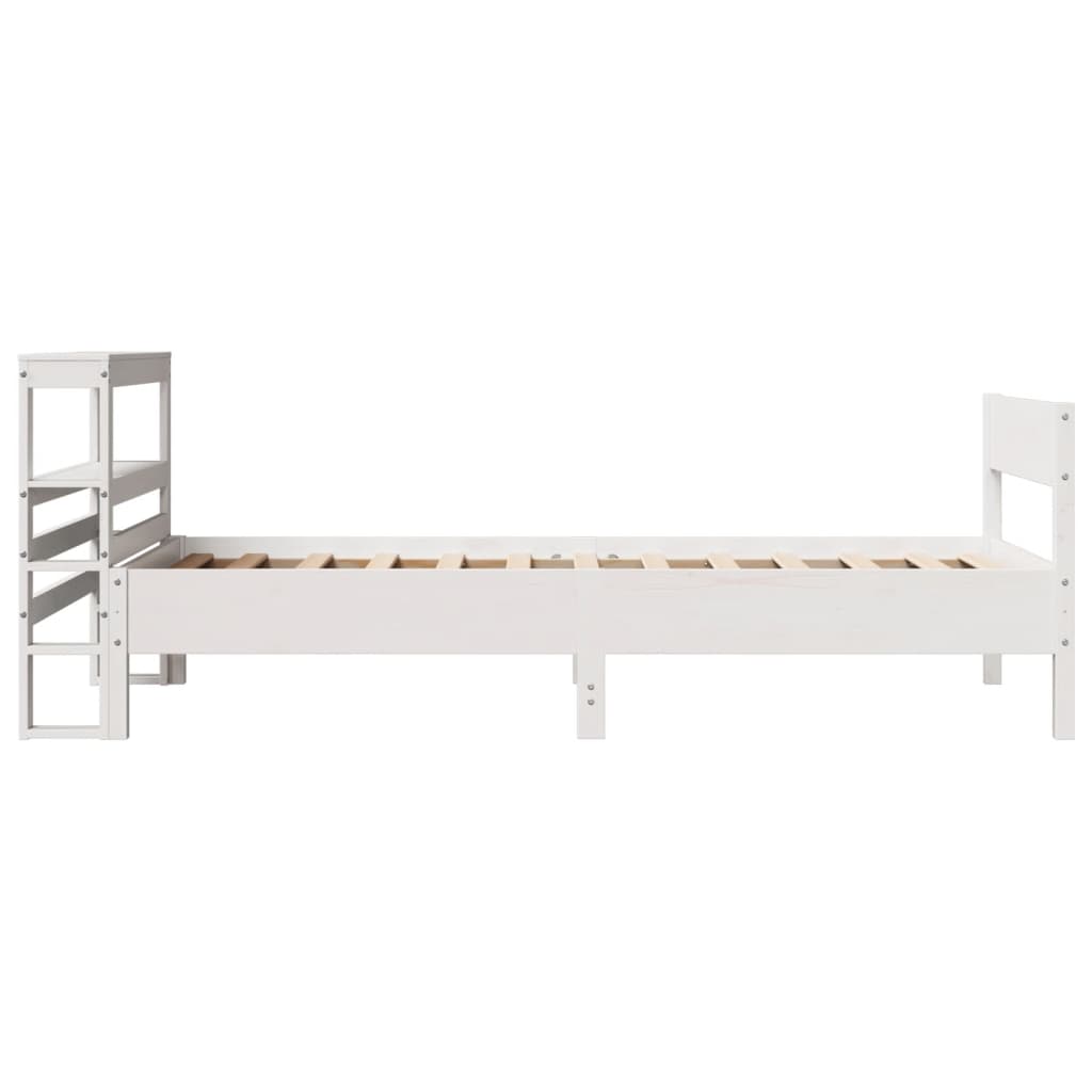 Bedframe zonder matras massief grenenhout wit 90x190 cm – afbeelding 5