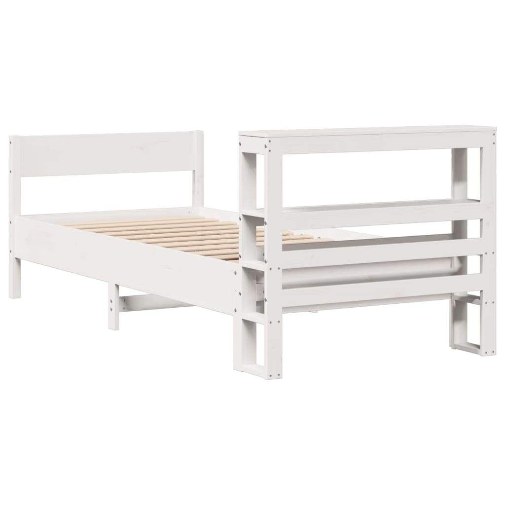 Bedframe zonder matras massief grenenhout wit 90x190 cm – afbeelding 6