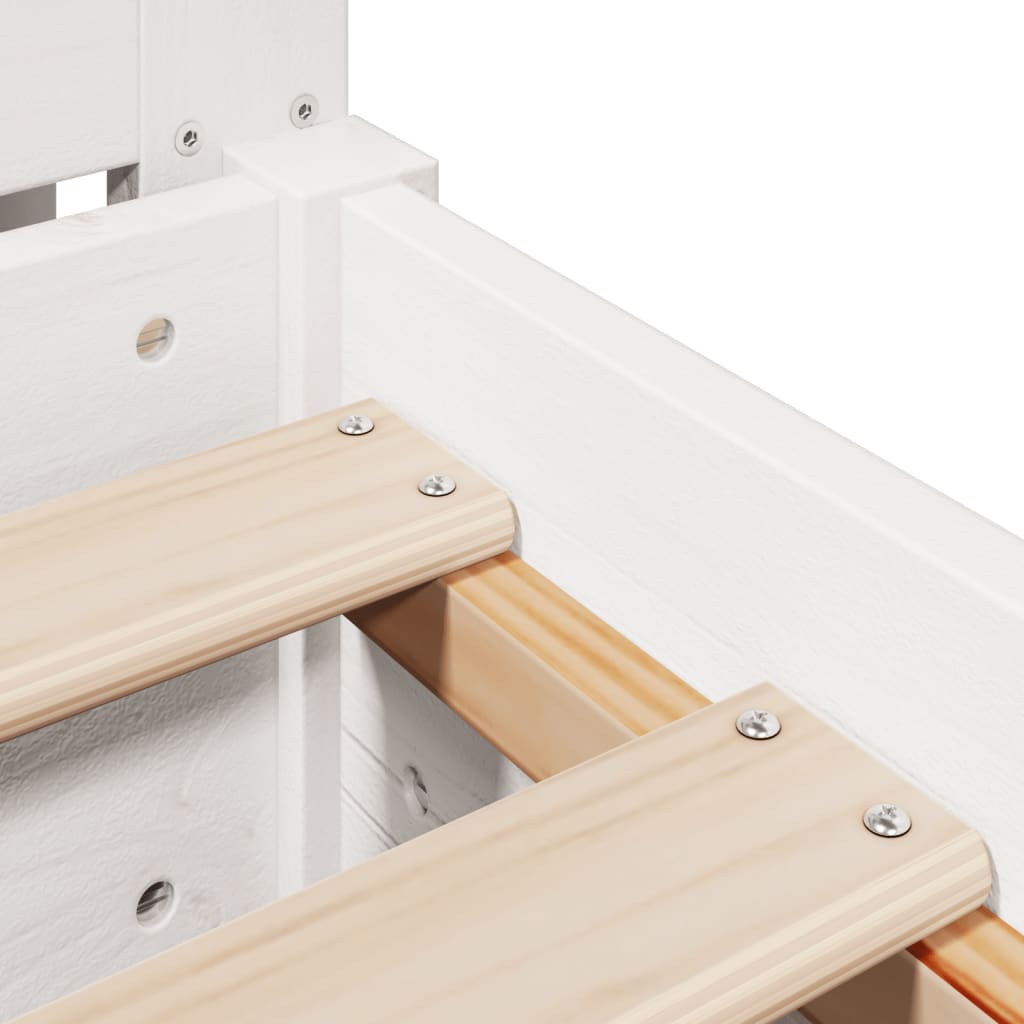 Bedframe zonder matras massief grenenhout wit 90x190 cm – afbeelding 9
