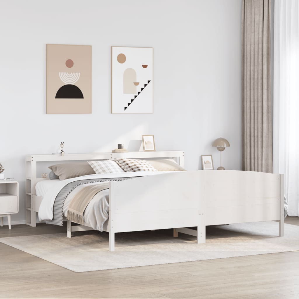 Bedframe zonder matras massief grenenhout wit 180x200 cm – afbeelding 1