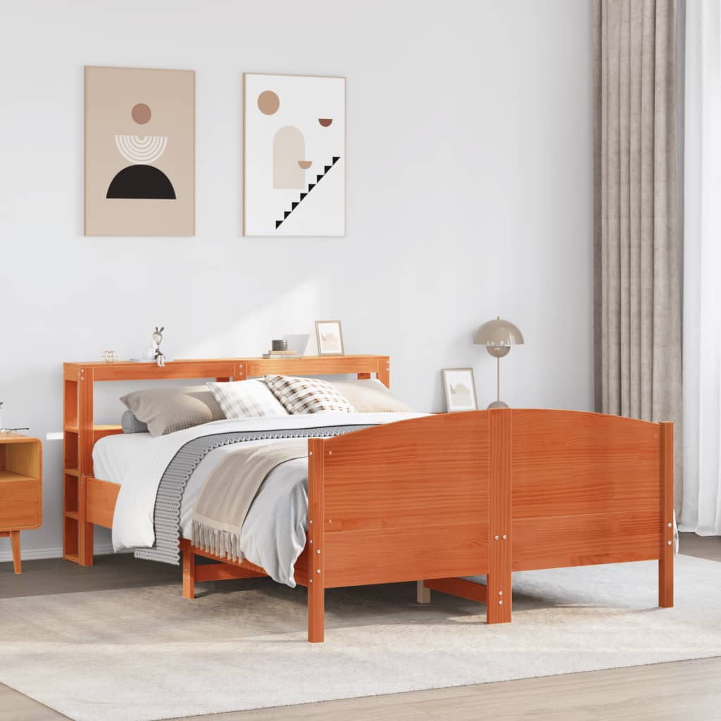Bedframe zonder matras massief grenenhout wasbruin 160x200 cm – afbeelding 1