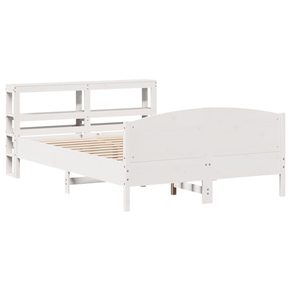 Bedframe zonder matras massief grenenhout wit 135x190 cm – afbeelding 3