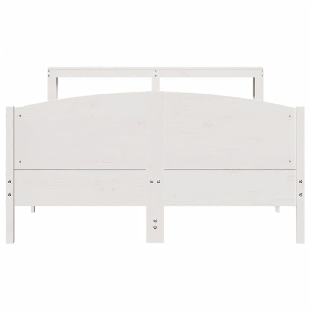Bedframe zonder matras massief grenenhout wit 135x190 cm – afbeelding 4