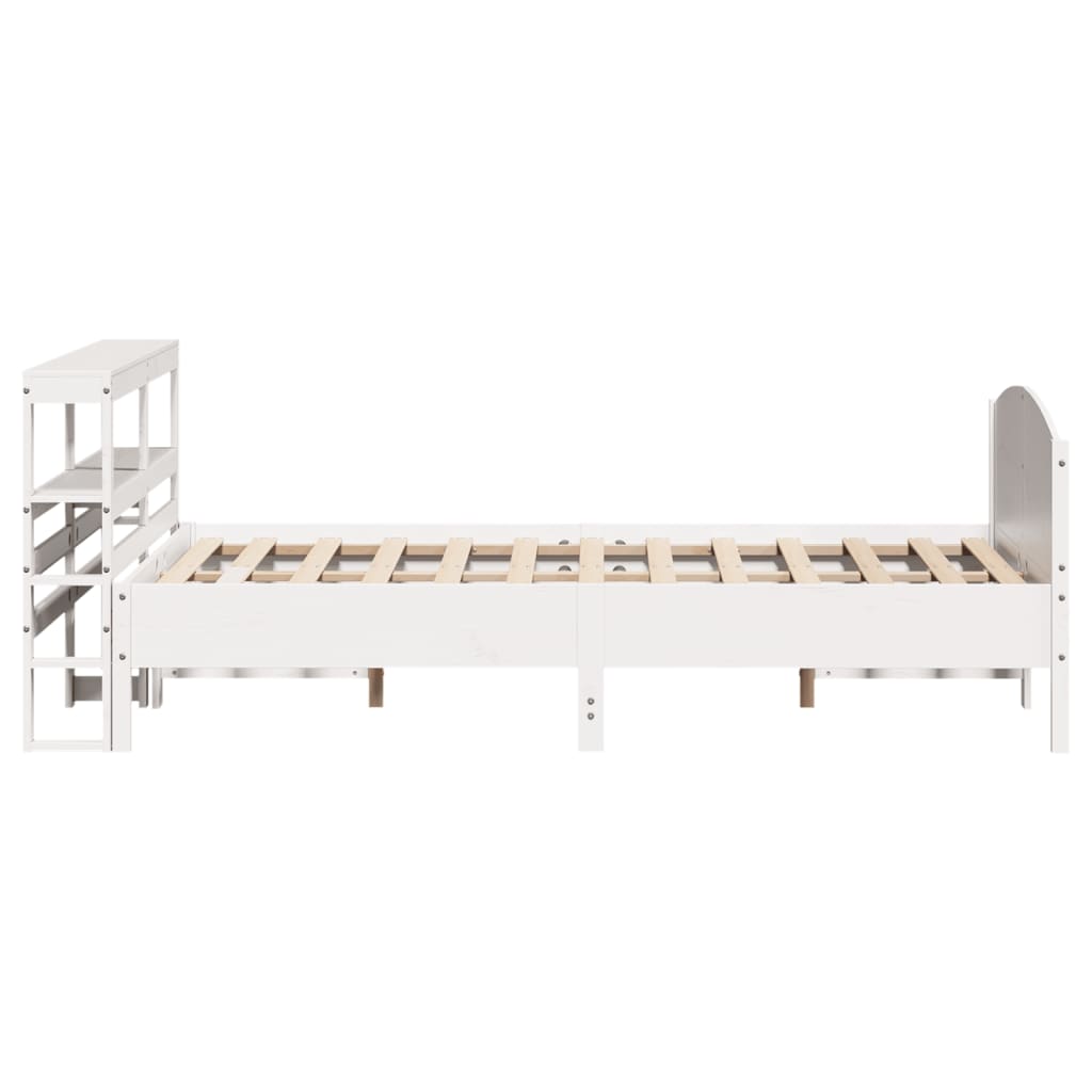 Bedframe zonder matras massief grenenhout wit 135x190 cm – afbeelding 5