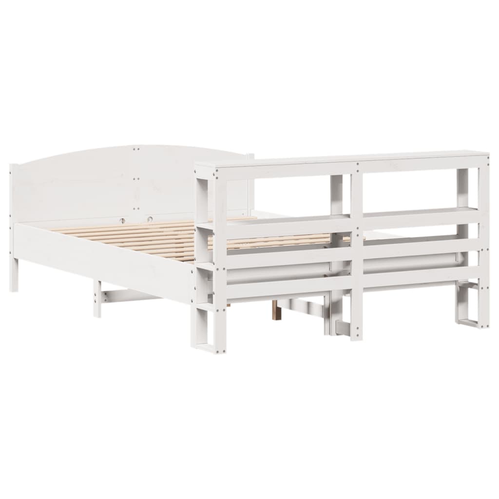 Bedframe zonder matras massief grenenhout wit 135x190 cm – afbeelding 6