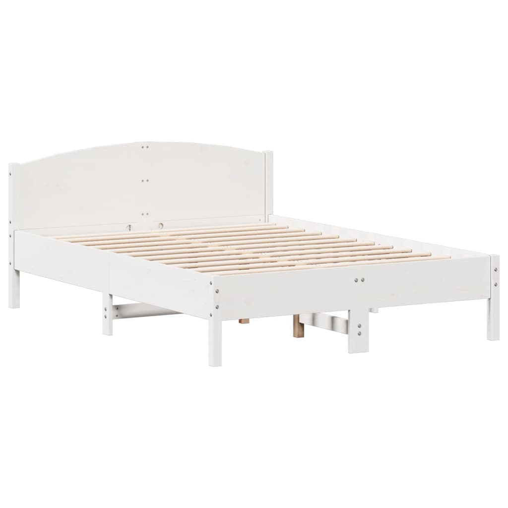 Bedframe zonder matras massief grenenhout wit 135x190 cm – afbeelding 7