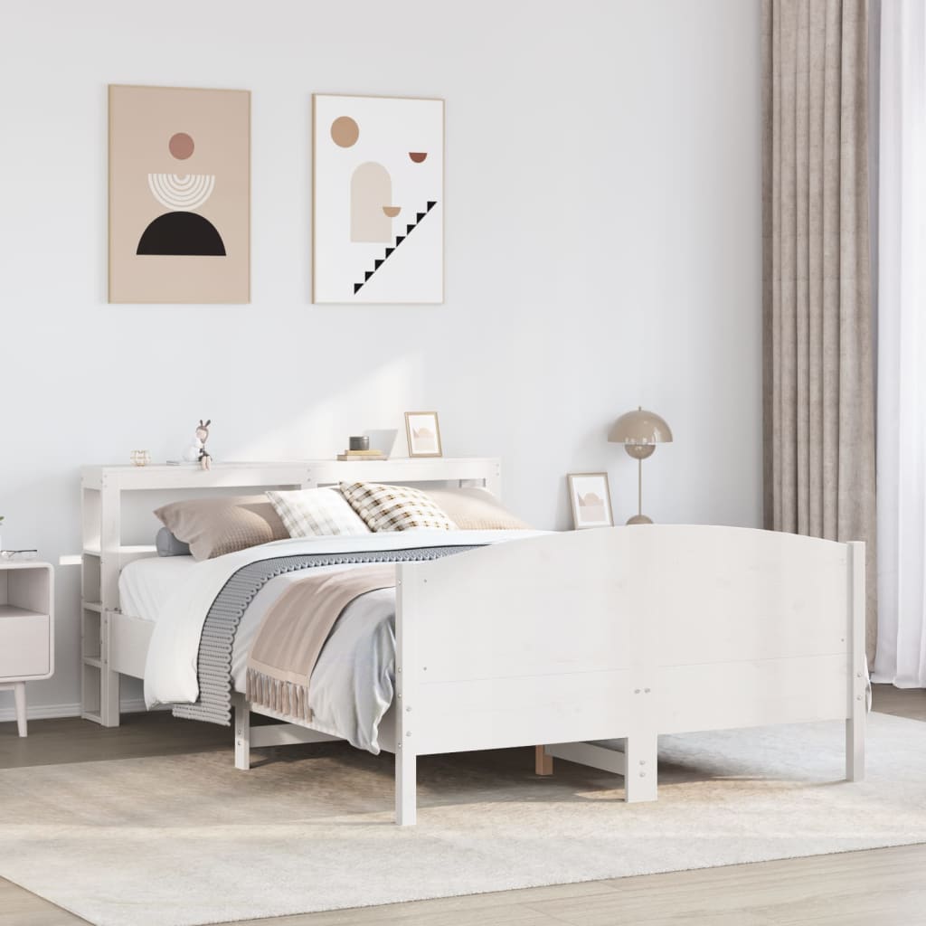 Bedframe zonder matras massief grenenhout wit 120x190 cm – afbeelding 1