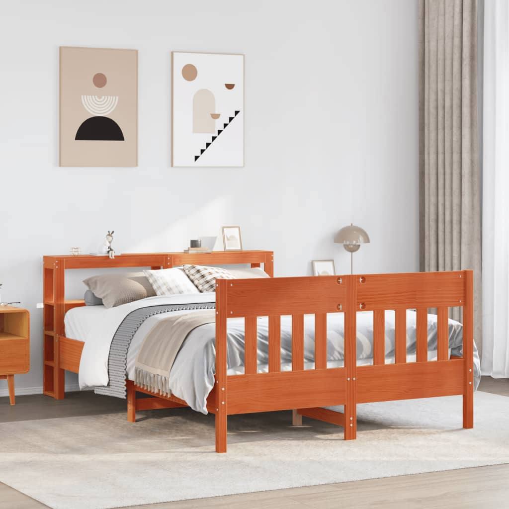 Bedframe zonder matras massief grenenhout wasbruin 160x200 cm – afbeelding 1
