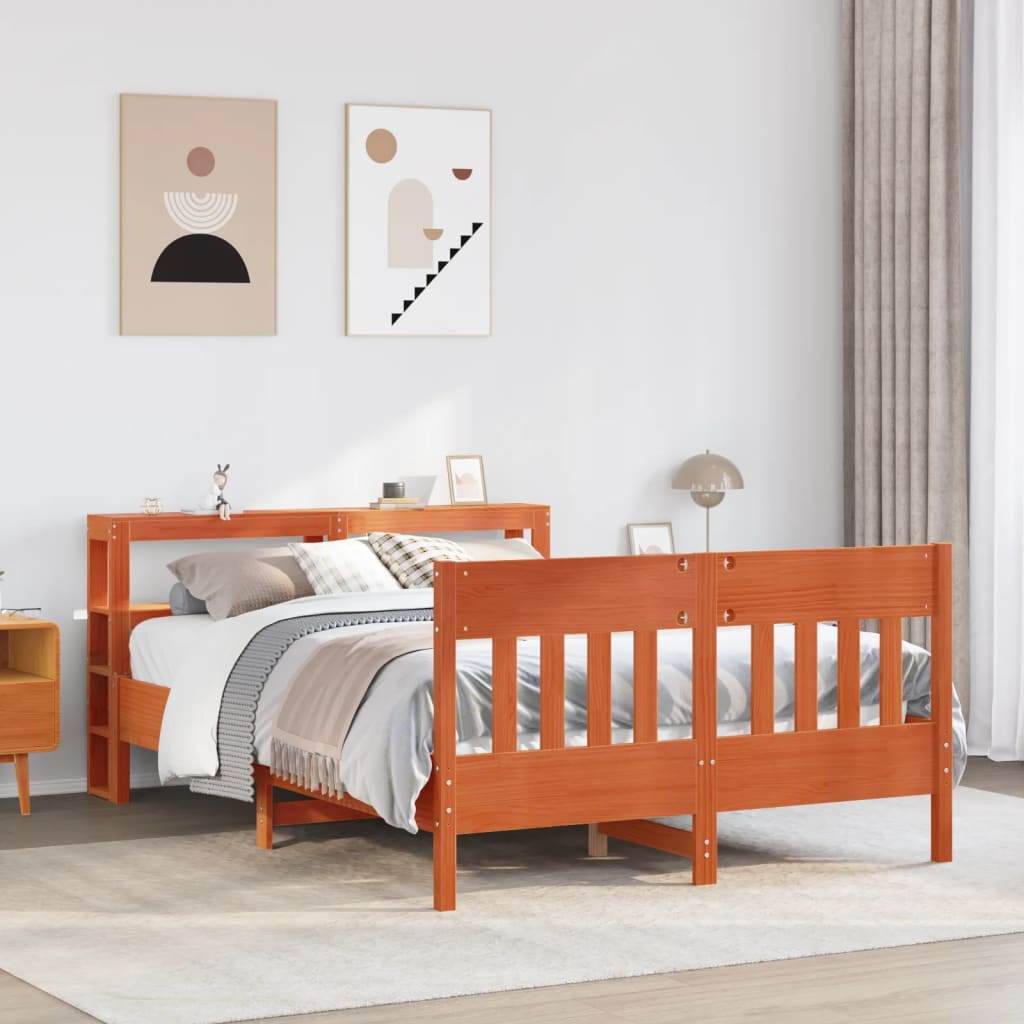 Bedframe zonder matras massief grenenhout wasbruin 150x200 cm – afbeelding 1
