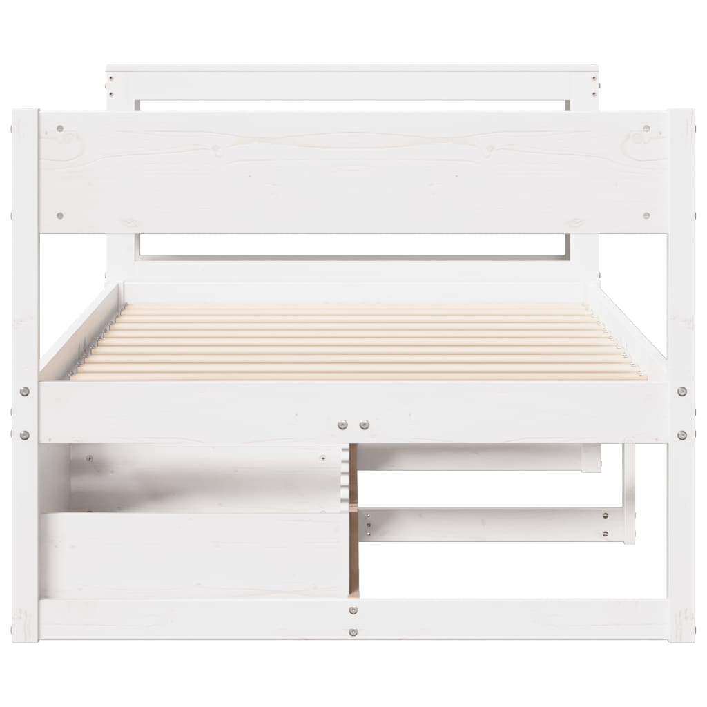 Bedframe zonder matras massief grenenhout wit 90x200 cm – afbeelding 4