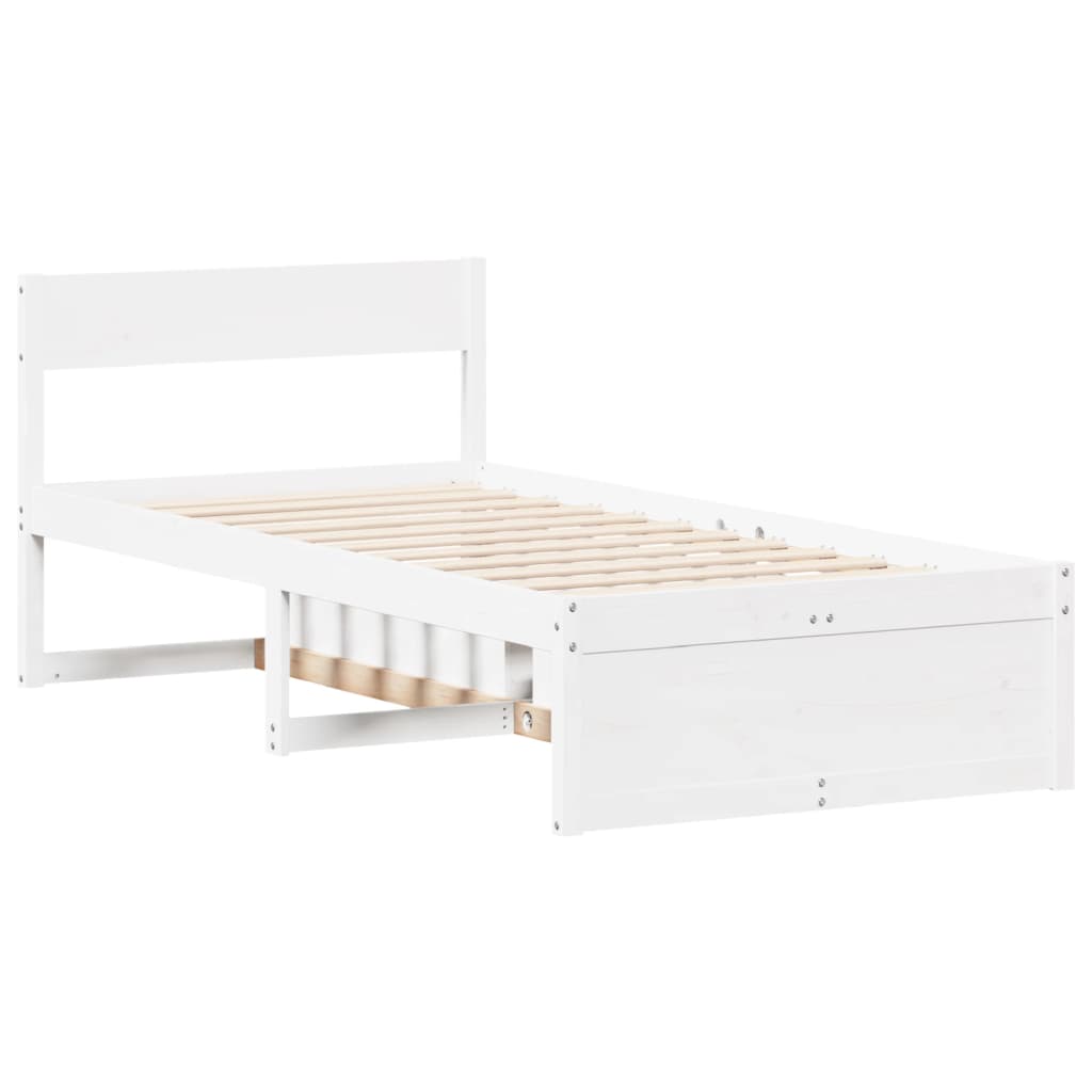 Bedframe zonder matras massief grenenhout wit 90x200 cm – afbeelding 5