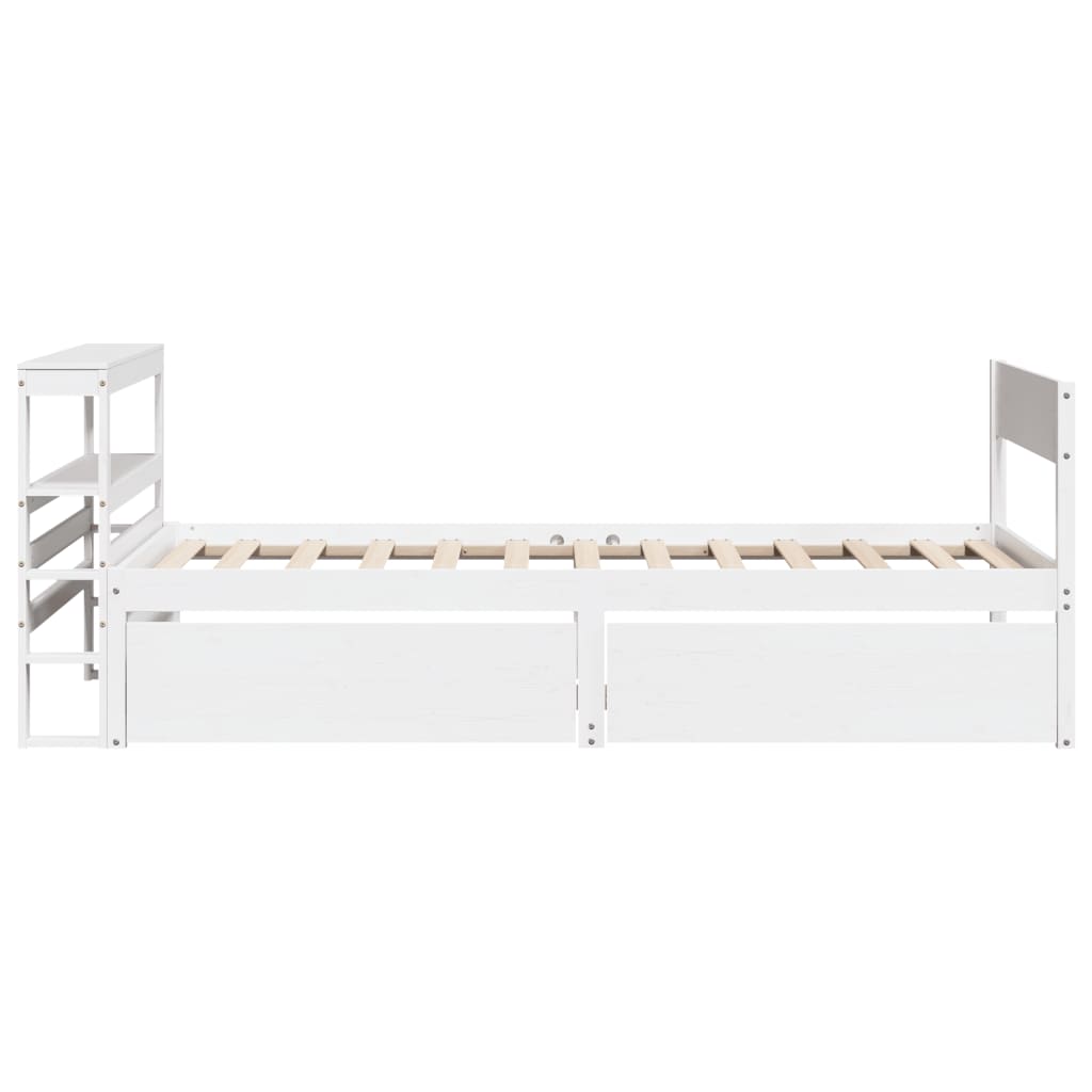 Bedframe zonder matras massief grenenhout wit 90x200 cm – afbeelding 7