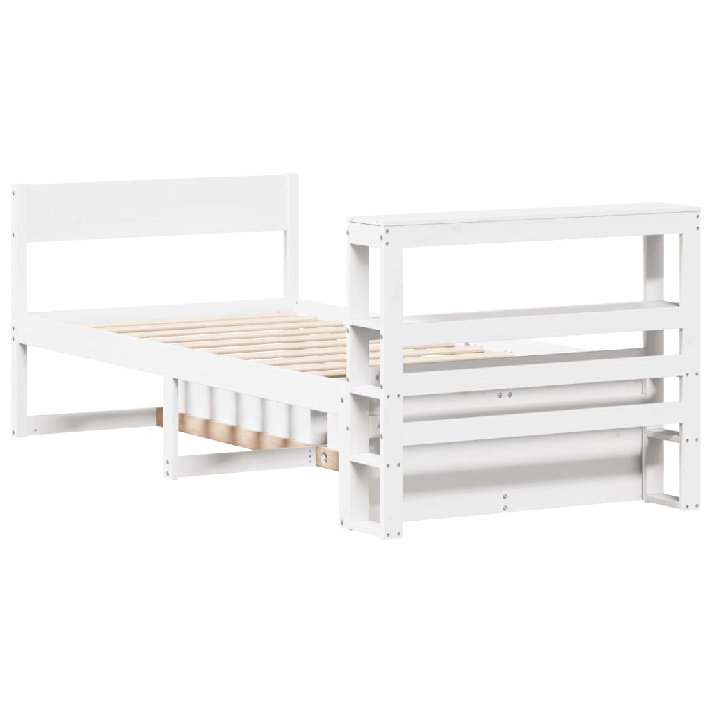 Bedframe zonder matras massief grenenhout wit 90x200 cm – afbeelding 8