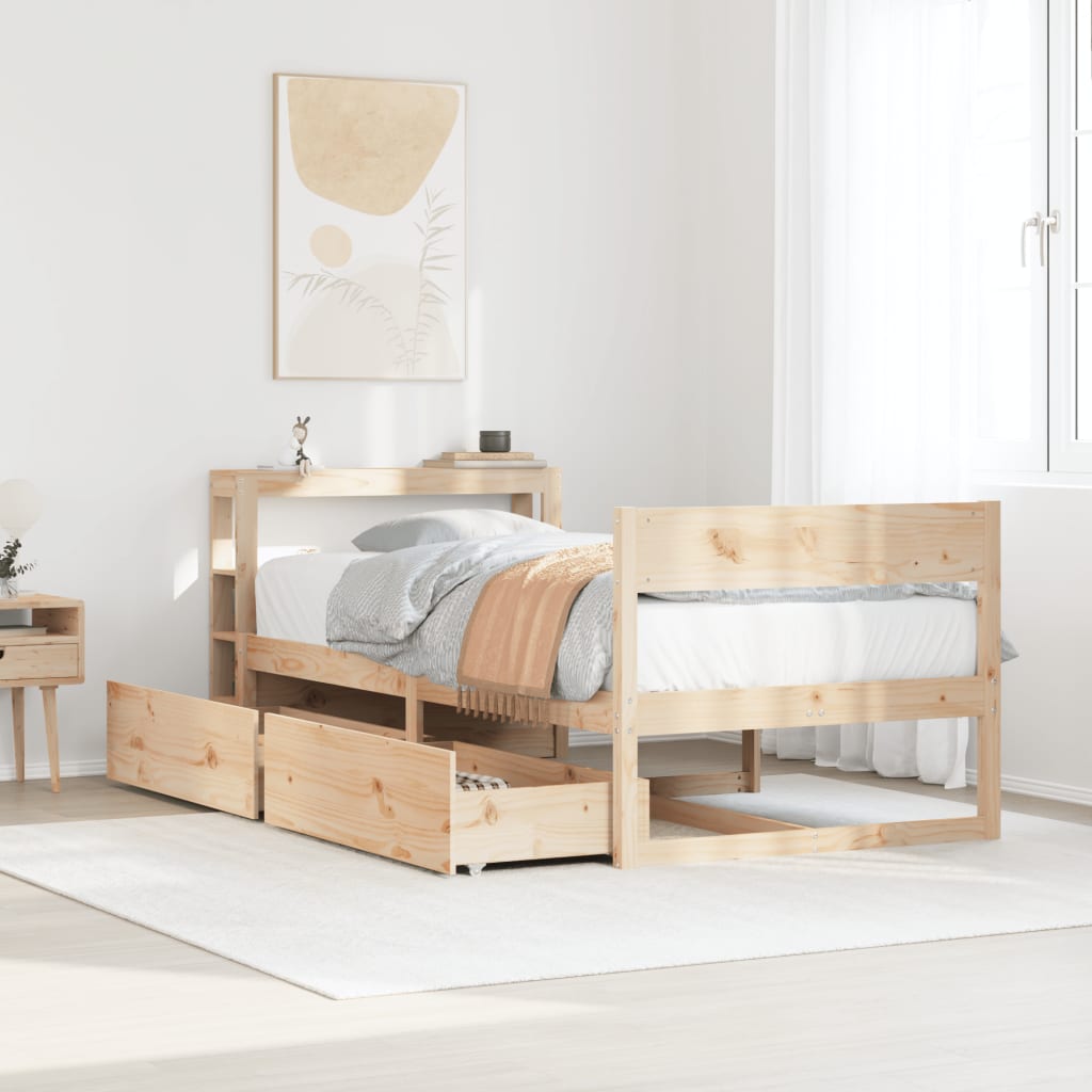 Bedframe zonder matras massief grenenhout 75x190 cm – afbeelding 1