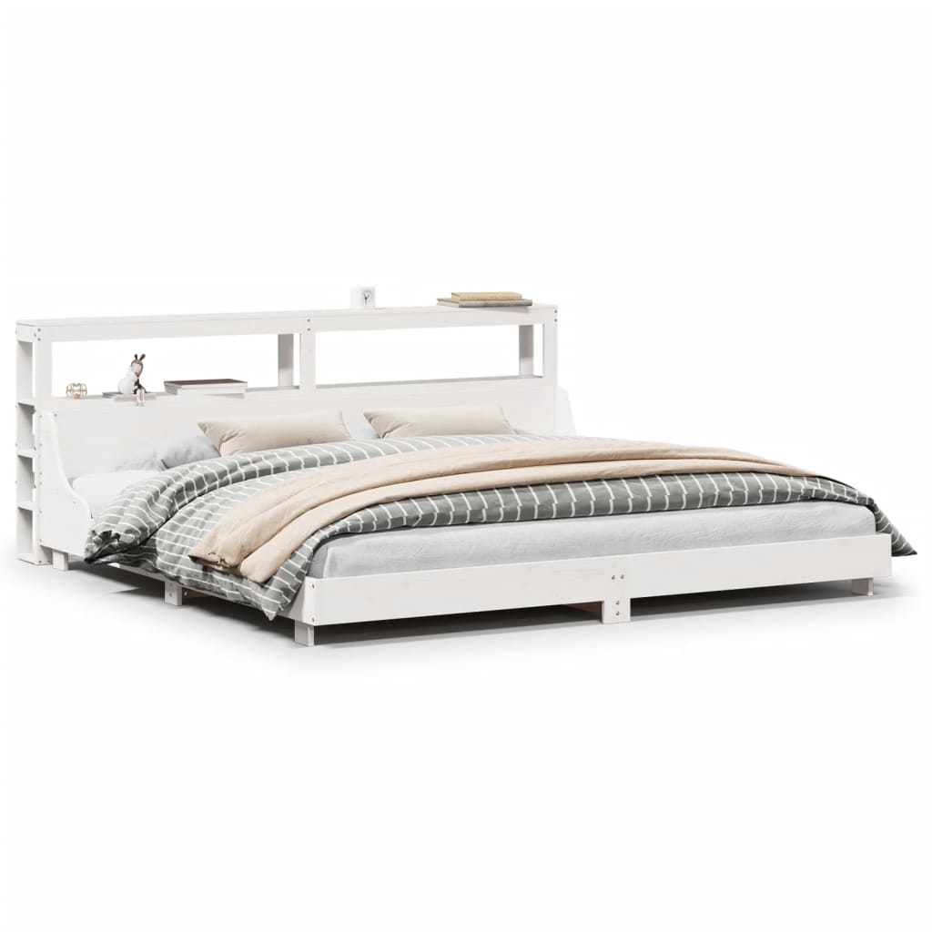 Bedframe zonder matras massief grenenhout wit 180x200 cm – afbeelding 2