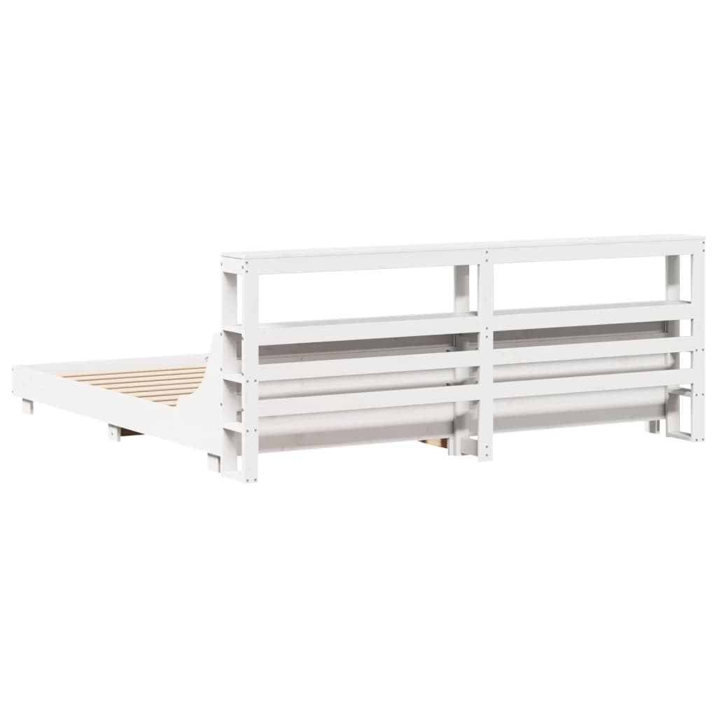 Bedframe zonder matras massief grenenhout wit 180x200 cm – afbeelding 6
