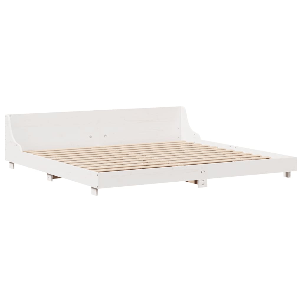 Bedframe zonder matras massief grenenhout wit 180x200 cm – afbeelding 7