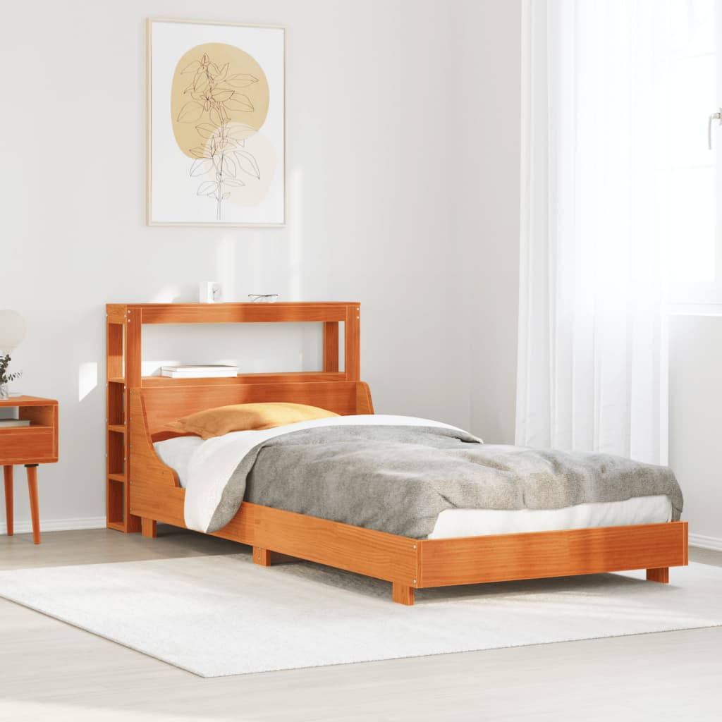 Bedframe zonder matras massief grenenhout wasbruin 100x200 cm – afbeelding 1