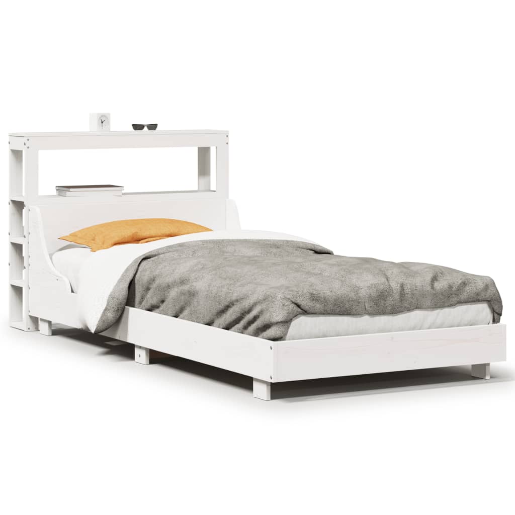 Bedframe zonder matras massief grenenhout wit 90x190 cm – afbeelding 2