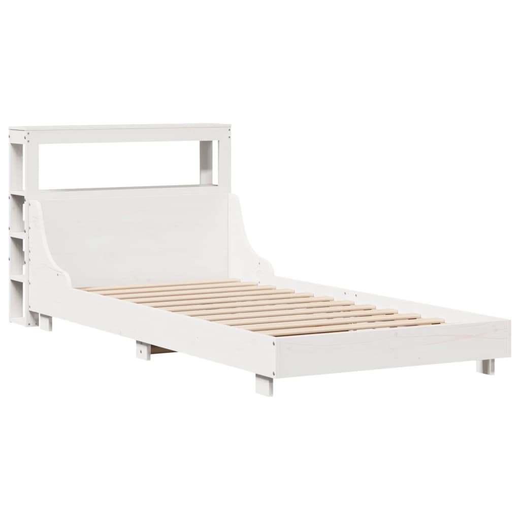 Bedframe zonder matras massief grenenhout wit 90x190 cm – afbeelding 3