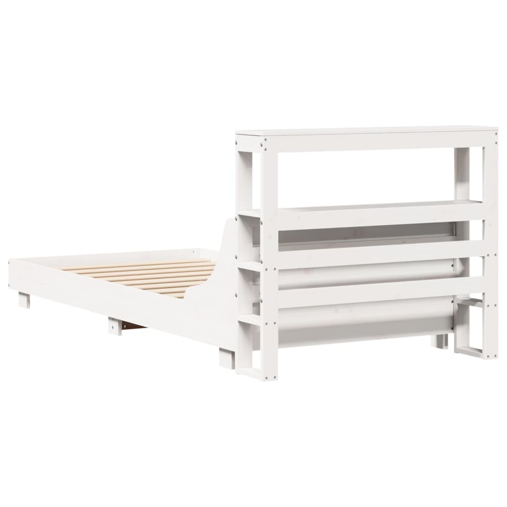 Bedframe zonder matras massief grenenhout wit 90x190 cm – afbeelding 6