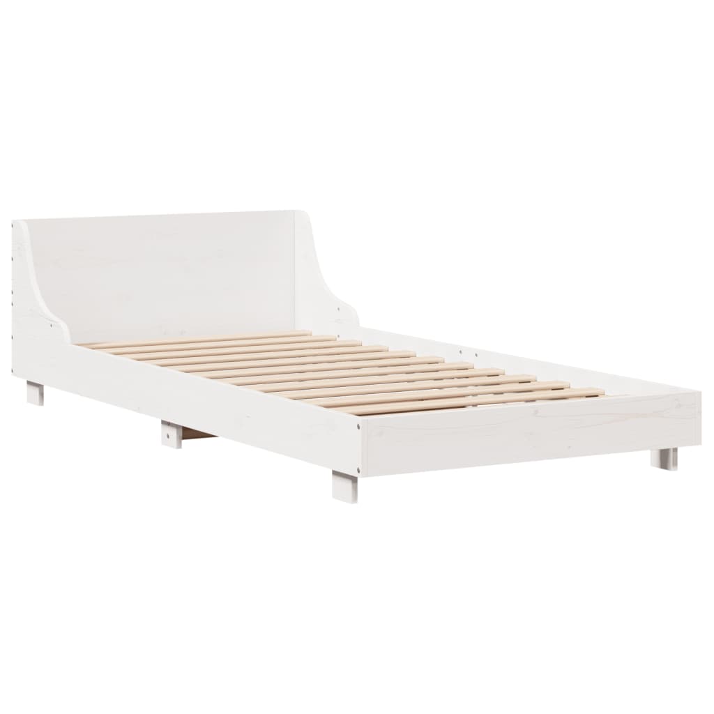 Bedframe zonder matras massief grenenhout wit 90x190 cm – afbeelding 7