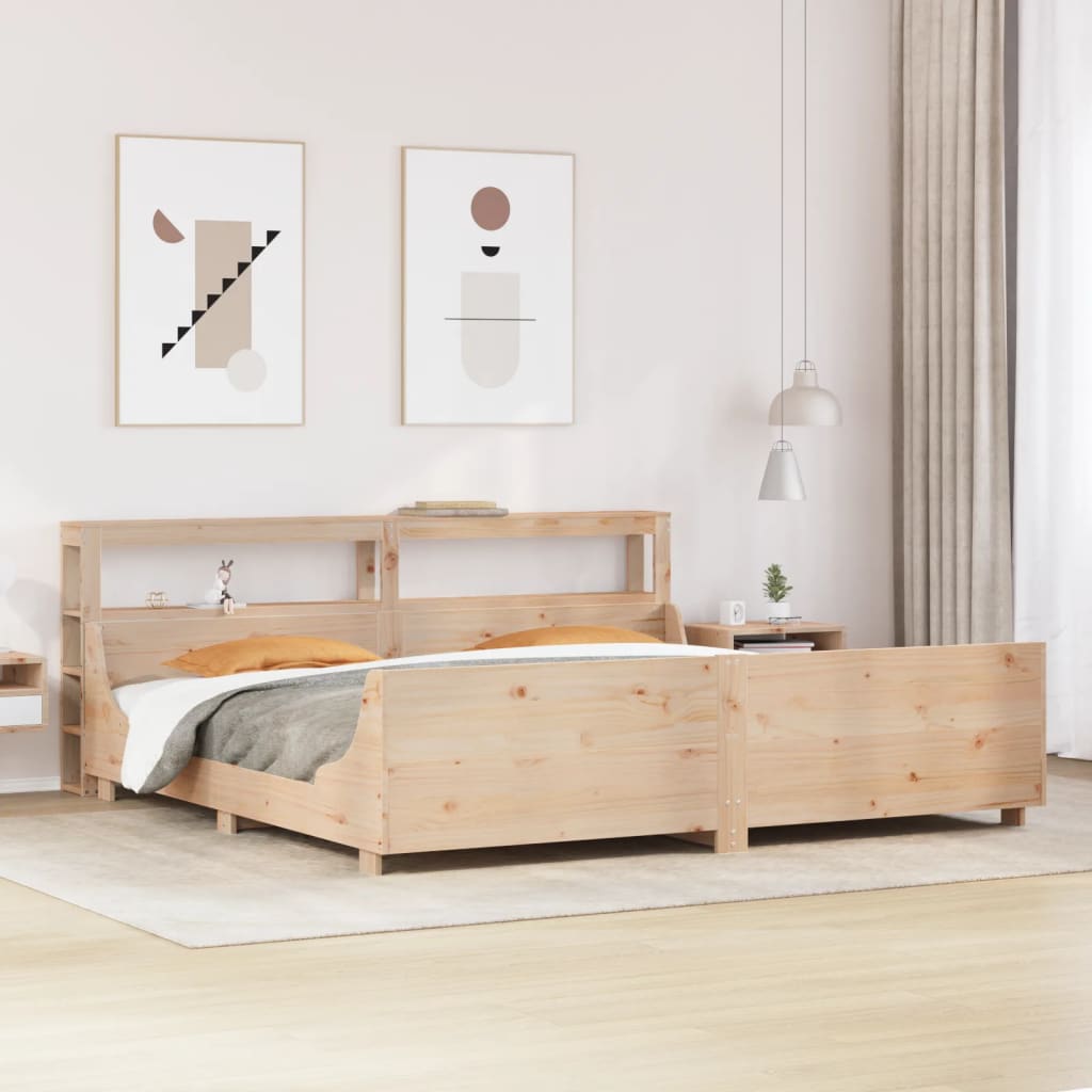 Bedframe zonder matras massief grenenhout 200x200 cm – afbeelding 1