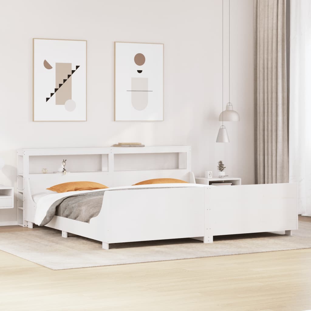 Bedframe zonder matras massief grenenhout wit 180x200 cm – afbeelding 1