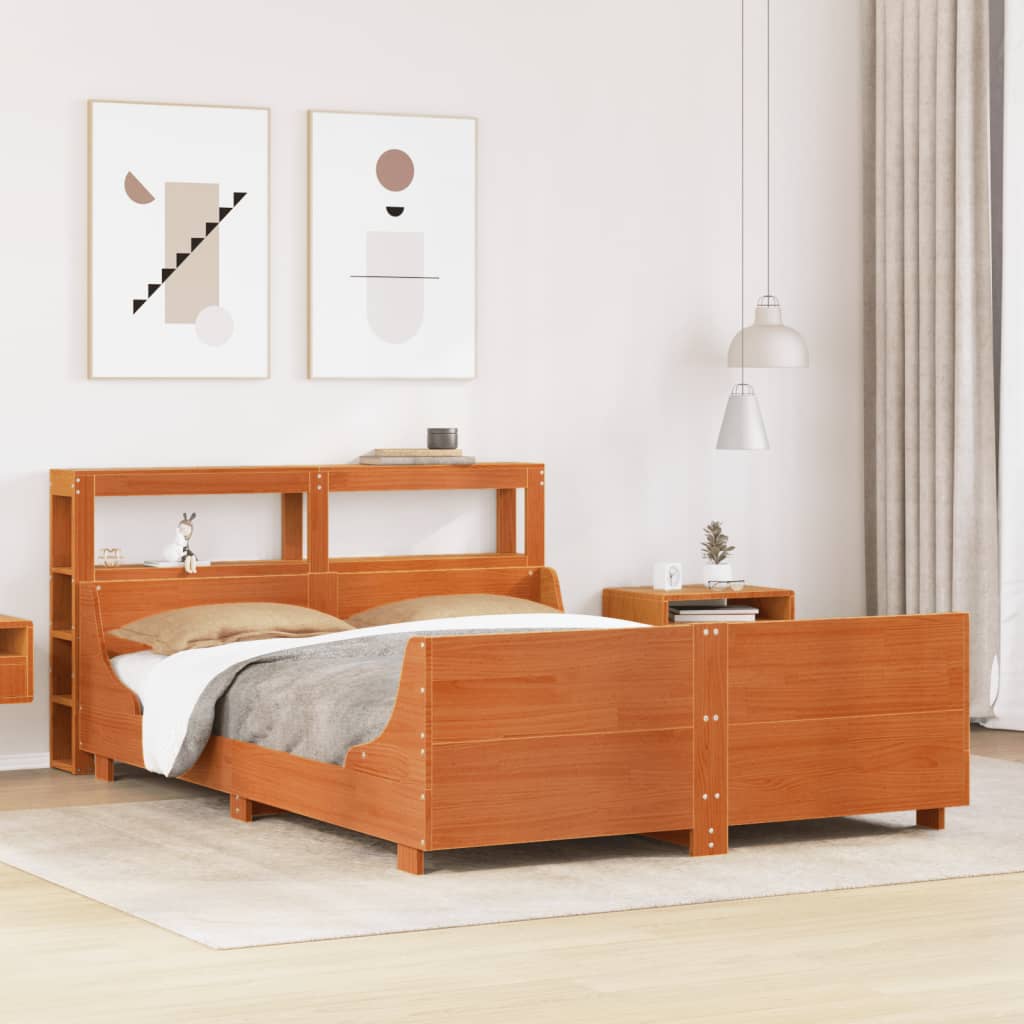 Bedframe zonder matras massief grenenhout wasbruin 160x200 cm – afbeelding 1