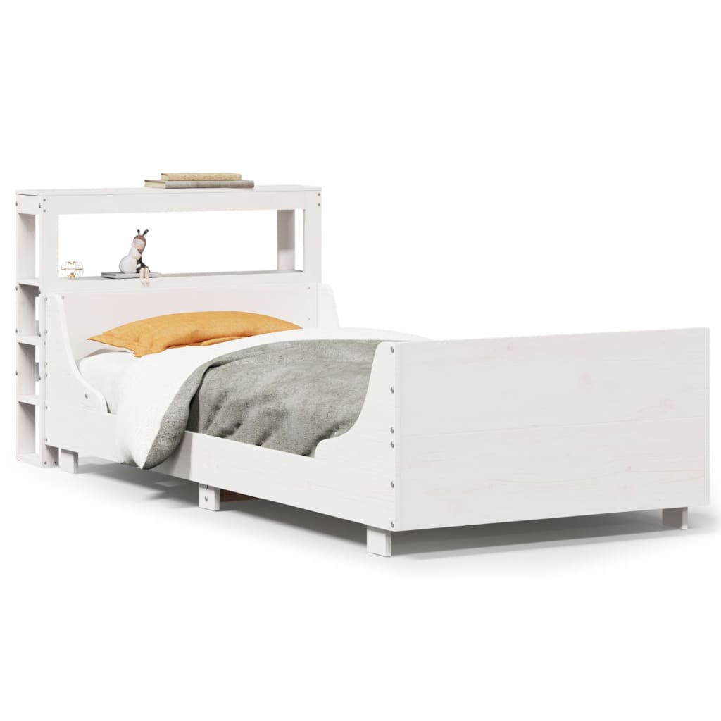 Bedframe zonder matras massief grenenhout wit 90x200 cm – afbeelding 2