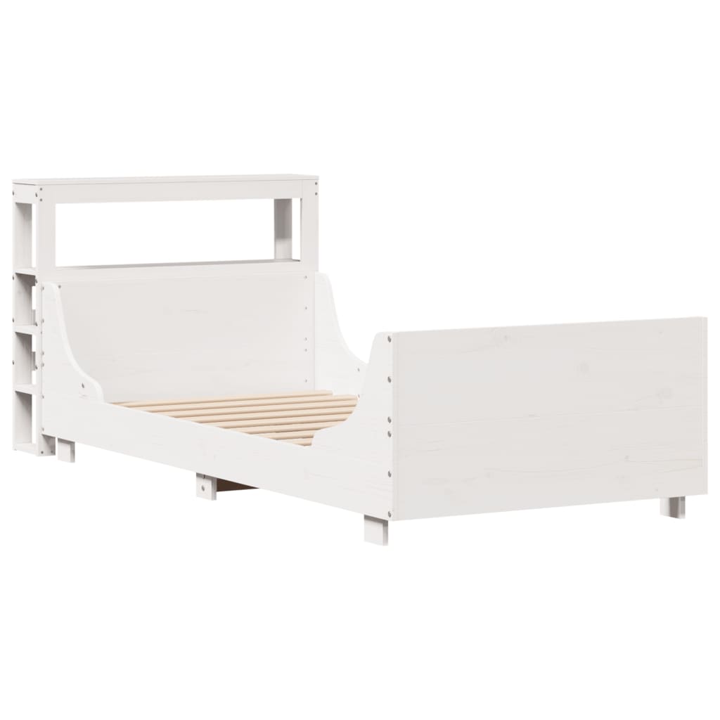 Bedframe zonder matras massief grenenhout wit 90x200 cm – afbeelding 3