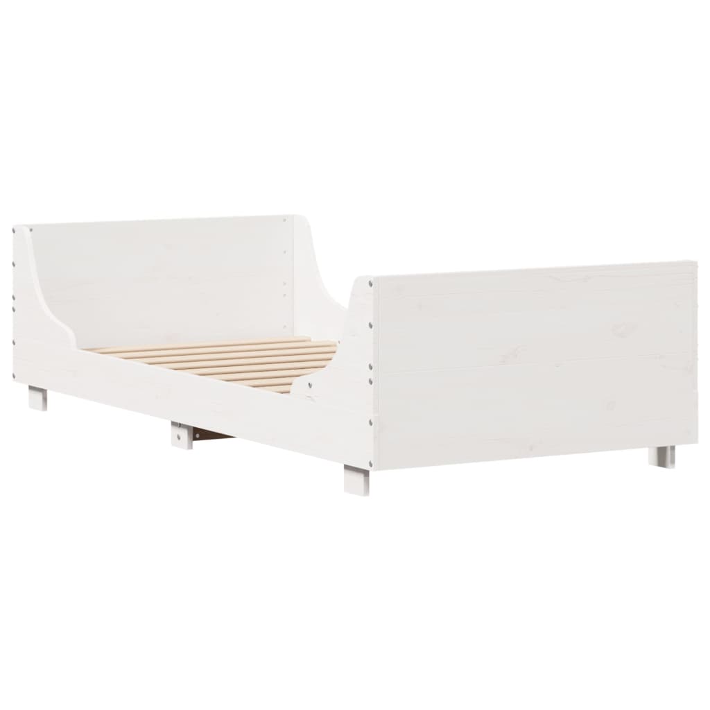 Bedframe zonder matras massief grenenhout wit 90x200 cm – afbeelding 5