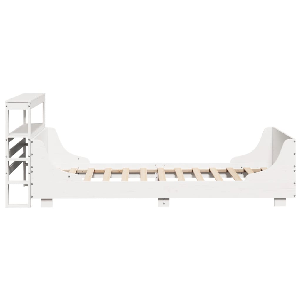 Bedframe zonder matras massief grenenhout wit 90x200 cm – afbeelding 7