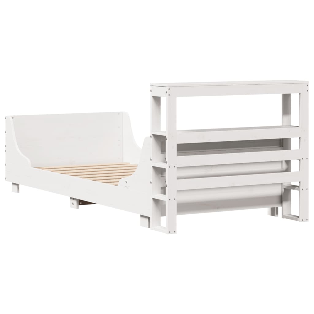Bedframe zonder matras massief grenenhout wit 90x200 cm – afbeelding 8