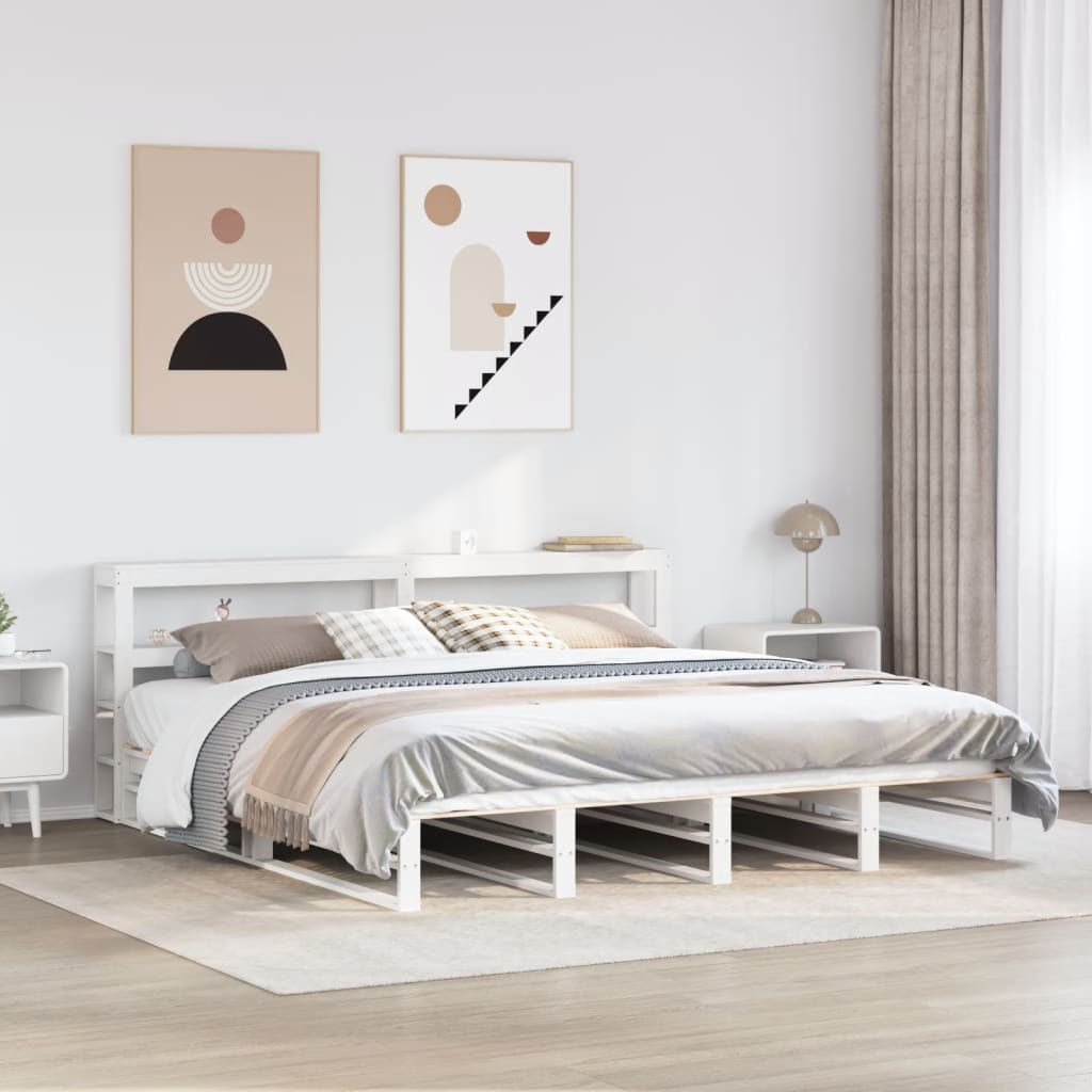 Bedframe zonder matras massief grenenhout wit 180x200 cm – afbeelding 1