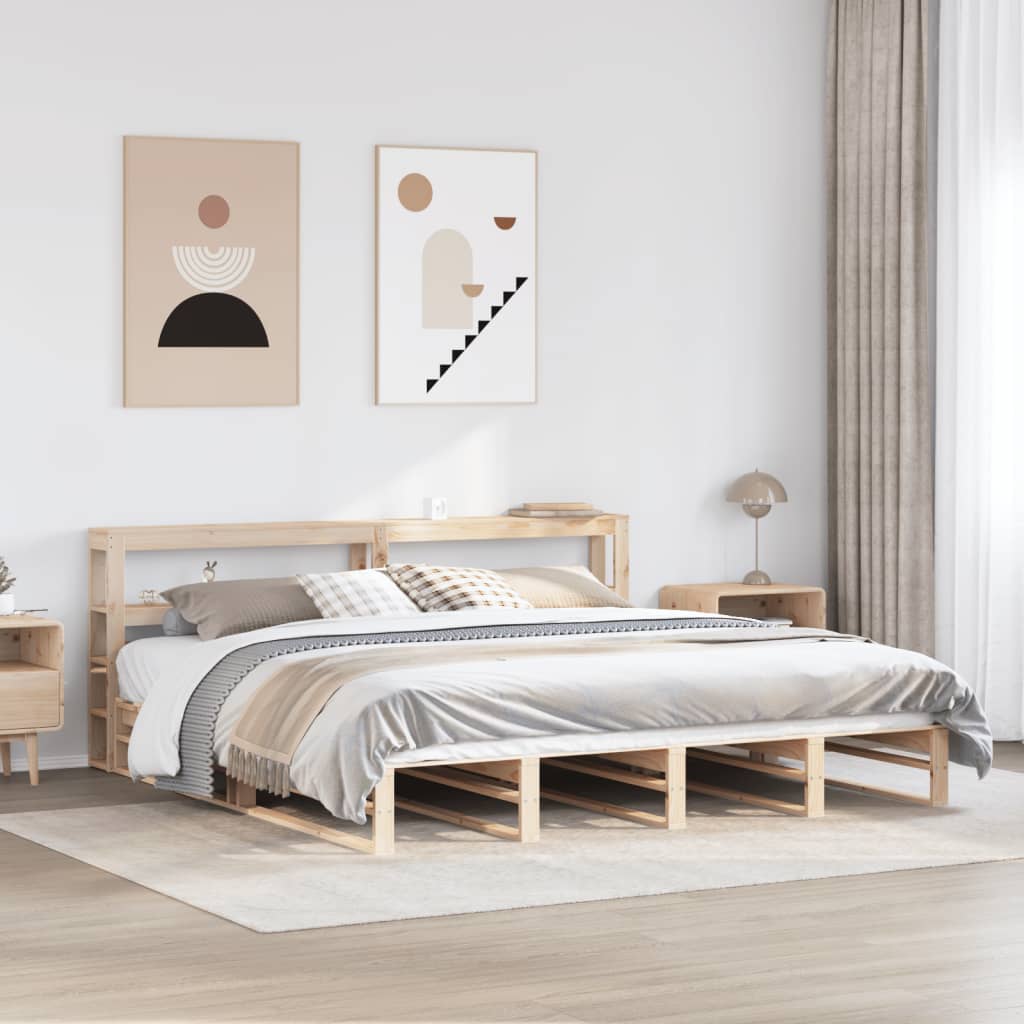 Bedframe zonder matras massief grenenhout 200x200 cm – afbeelding 1
