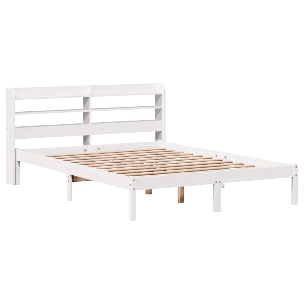 Bedframe zonder matras massief grenenhout wit 135x190 cm – afbeelding 3