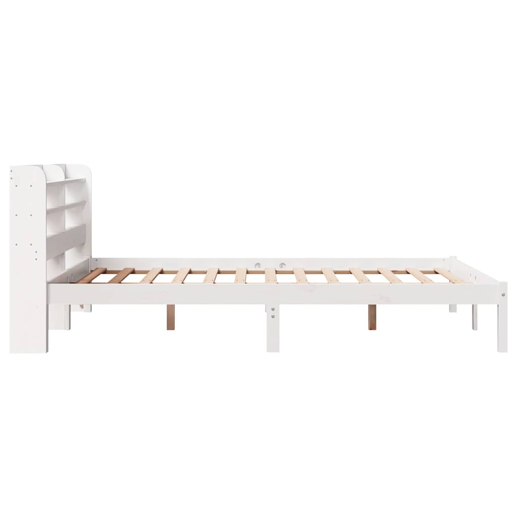 Bedframe zonder matras massief grenenhout wit 135x190 cm – afbeelding 5