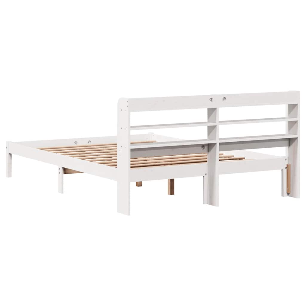 Bedframe zonder matras massief grenenhout wit 135x190 cm – afbeelding 6