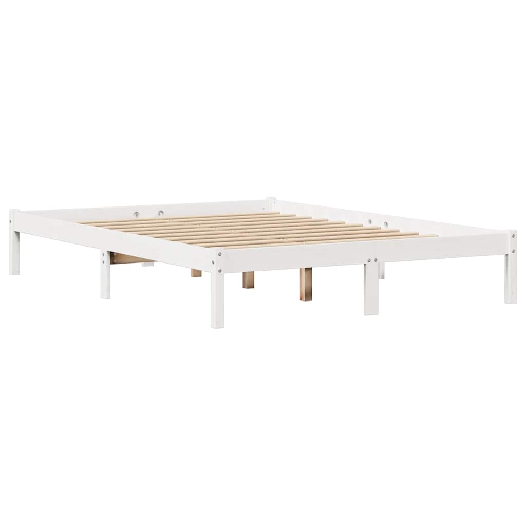 Bedframe zonder matras massief grenenhout wit 135x190 cm – afbeelding 7