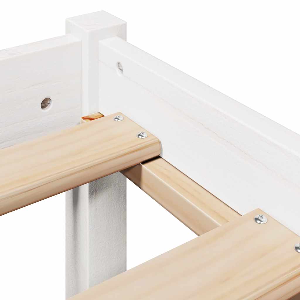 Bedframe zonder matras massief grenenhout wit 135x190 cm – afbeelding 9