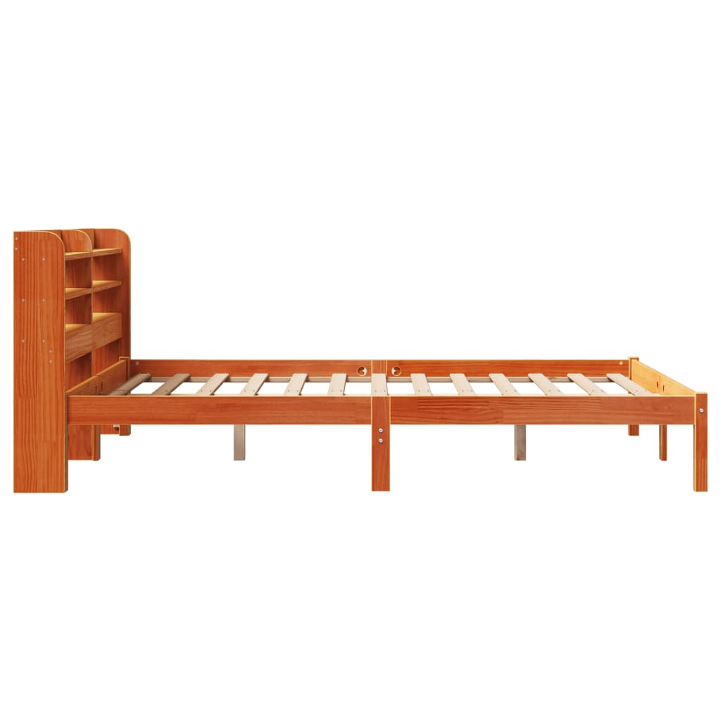 Bedframe met hoofdbord massief grenenhout wasbruin 140x190 cm – afbeelding 7