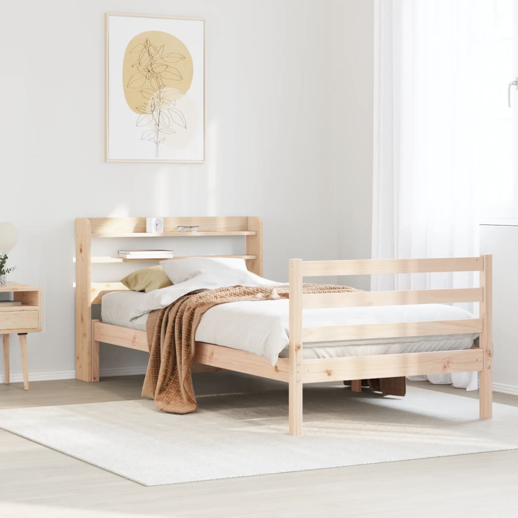 Bedframe met hoofdbord massief grenenhout 100x200 cm – afbeelding 1