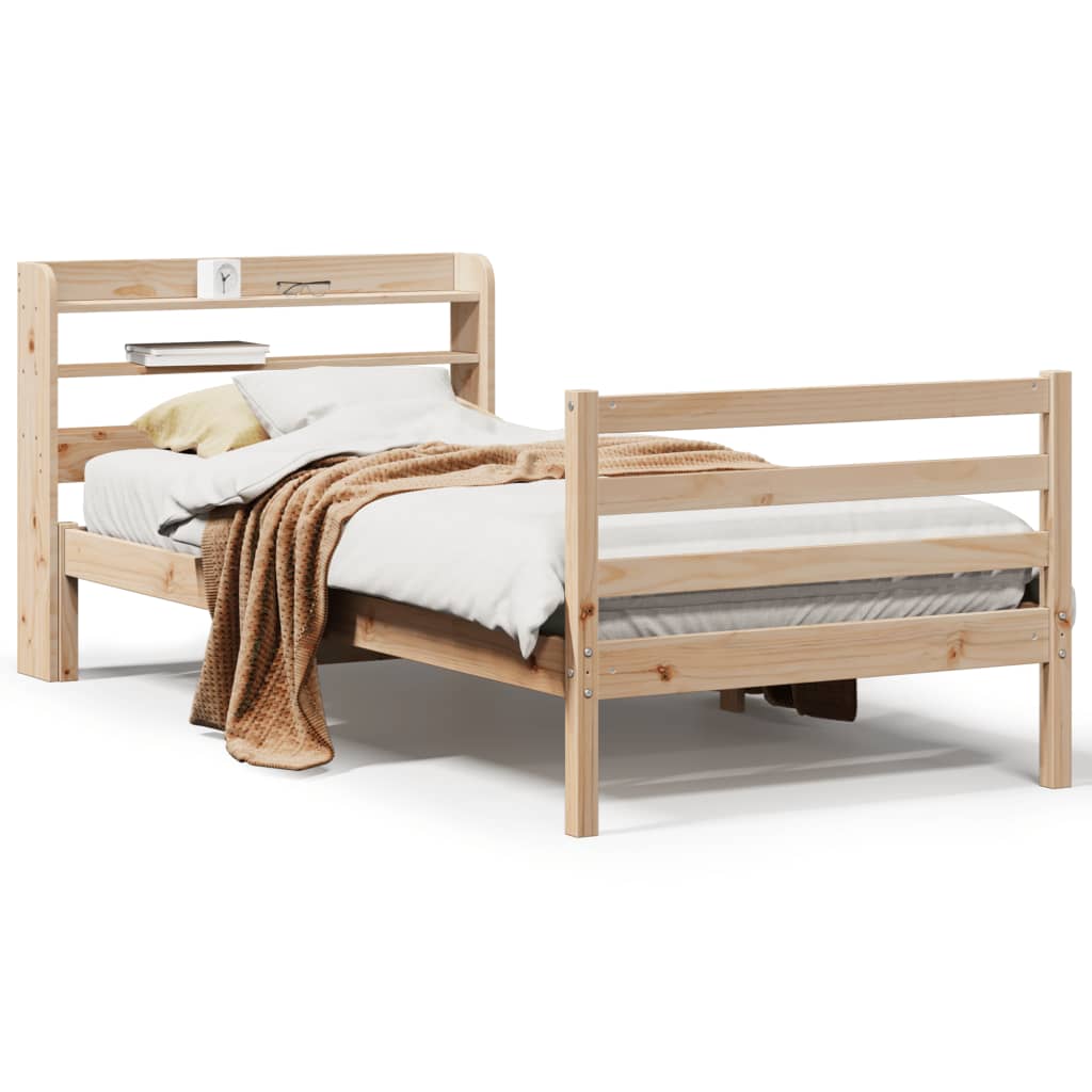 Bedframe met hoofdbord massief grenenhout 100x200 cm – afbeelding 2