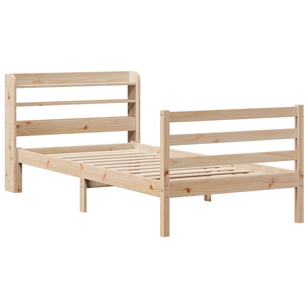 Bedframe met hoofdbord massief grenenhout 100x200 cm – afbeelding 3
